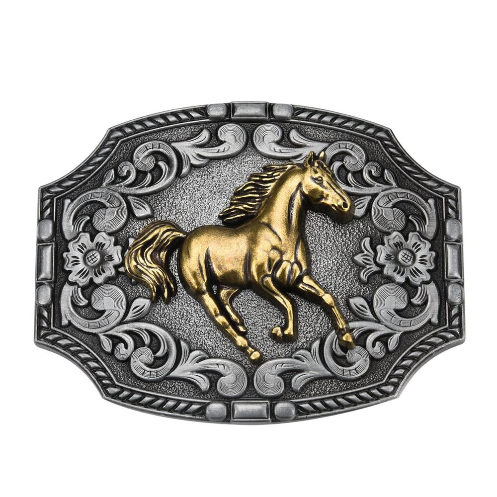 8358 Belt Buckle │Floral Running Horse Texas Cowboy Cowgirl Halloween Belt